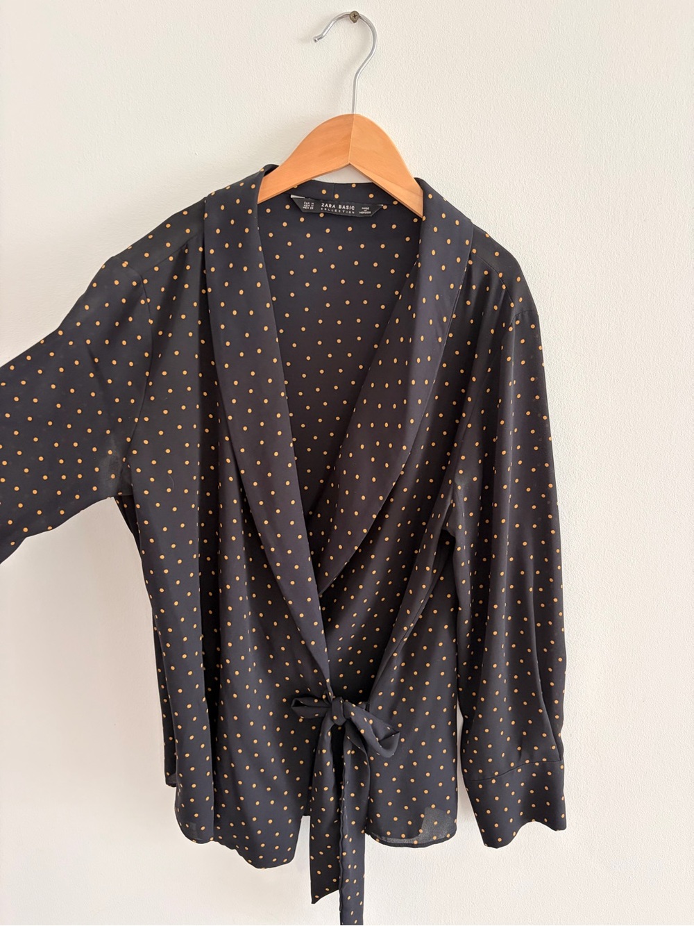 Zara Black Blouse with Gold Polka Dots